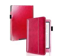 Étui pour Kobo Aura H2O 6,8" Modèle : N250 Étui en cuir PU avec pour liseuse Kobo Aura H2O Smart Slim Folio Cover avec fonction veille/réveil automatique pour Kobo Aura H2O (rouge vin)