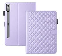 Étui pour Lenovo Idea Tab Pro 12,7" 2025, étui en cuir synthétique avec porte-crayon, béquille, emplacements pour cartes, résistant aux chocs, de qualité militaire, violet diamant carré