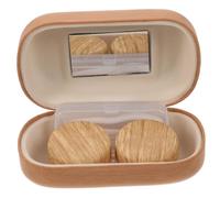 Étui pour Lentilles Portable, Grand Format, Plastique, Finition Cuir | Étanchéité, Anti-fuite, Boîte Intérieure Séparée, Clip, Bâton D’aspiration, Petit Miroir