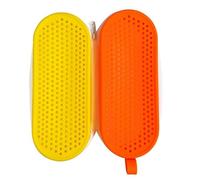 Étui pour lunettes de natation en silicone, grande capacité, double face, respirant, fermeture éclair, portable, 185 x 72 x 52 mm (safran)