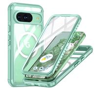 Étui Pour Magnétique Miracase Google Pixel 9 Pro 360 Tout Compris Preuve De Chute Et De Crash Entièrement Transparent Film Protecteur En Pet Compatible Avec Magsafe - Vert