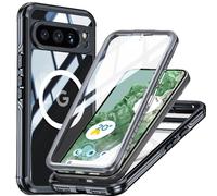 Étui Pour Magnétique Miracase Google Pixel 9 Pro XL Entièrement Transparent 360 Tout Compris Film Protecteur En PET Compatible Avec MagSafe Preuve De Chute Et De Crash - Noir