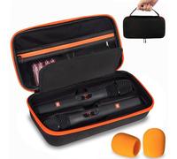 Étui pour microphone sans fil compatible avec microphone JBL sans fil, sac de voyage pour boîte de fête, chant, karaoké pour micro JBL, récepteurs, adaptateurs, piles AA - Orange (boîte uniquement)