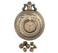 Étui pour montre de poche, rangement de dice de jeu, montre de poche polyédrale, étui à dice en métal, étui à dice pour jeux RPG, étui à dice de jeu de rôles, étui à dice portable, porte-dice, bronze