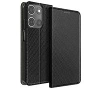 Étui pour Moto G17 Effet Strié avec Porte-carte et Fonction Stand Noir