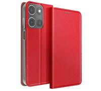 Étui pour Moto G17 Effet Strié avec Porte-carte et Fonction Stand Rouge