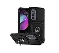 Etui pour Motorola Edge 2022 avec support de cycle rotatif, support de voiture magnétique et couvercle de caméra coulissante compatible avec Motorola