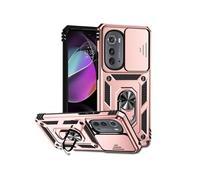 Etui pour Motorola Edge 2022 avec support de cycle rotatif, support de voiture magnétique et couvercle de caméra coulissante compatible avec Motorola