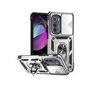 Etui pour Motorola Edge 2022 avec support de cycle rotatif, support de voiture magnétique et couvercle de caméra coulissante compatible avec Motorola