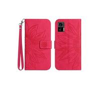 Etui pour Motorola Edge 30 Neo Sunflower en relief de portefeuille en cuir en relief avec support de carte compatible avec Motorola Edge 30 Neo-Rose