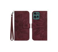 Etui pour Motorola Edge 50 Neo Sunflower en relief de portefeuille en cuir en relief avec support de carte compatible avec Motorola Edge 50