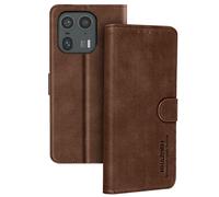 Étui pour Motorola Edge 50 Ultra Portefeuille Support Vidéo Marron