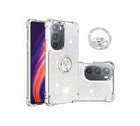 Etui pour Motorola Moto Edge 30 Pro Bling Flowing Liquid Floating Sparkle Glitter Bumper avec Rotation Ring Kickstand compatible avec Motorola Moto