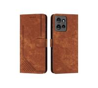 Etui pour Motorola MOTO G 5G 2025 Protecteur complet PU en cuir PU Flip Cover compatible avec Motorola MOTO G 5G 2025-Brun