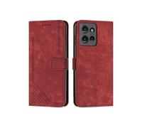 Etui pour Motorola MOTO G POWER 2025 Protecteur complet PU en cuir PU Flip Cover compatible avec Motorola MOTO G POWER 2025-Rouge
