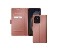 Étui Pour Motorola Moto G05 Et E15 Porte-Carte Support Vidéo Rose Champagne