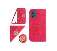 Etui pour Motorola Moto G06 Salle de tournesol en relief avec du portefeuille de support de carte magnétique Diamants avec couvercle de bandoulière
