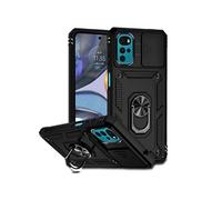 Etui pour Motorola Moto G22 avec support de cycle rotatif, support de voiture magnétique et couvercle de caméra coulissante compatible avec Motorola