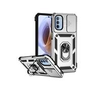 Etui pour Motorola Moto G31 avec support de cycle rotatif, support de voiture magnétique et couvercle de caméra coulissante compatible avec Motorola