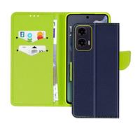 Étui pour Motorola Moto G35 Portefeuille Cuir Saffiano Fancy Bleu nuit
