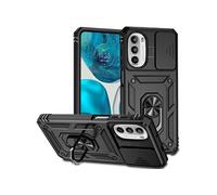 Etui pour Motorola Moto G52/G82 avec support de cycle rotatif, support de voiture magnétique et couvercle de caméra coulissante compatible avec