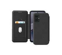 Etui pour Motorola Moto G55 Fibre Carbone Support Vidéo et Anti-RFID Noir