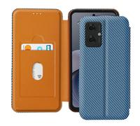 Étui pour Motorola Moto G55 Fibre Carbone Support Vidéo et Anti-RFID Bleu