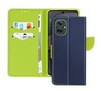 Étui pour Motorola Moto G55 Portefeuille Cuir Saffiano Fancy Bleu nuit