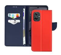 Étui pour Motorola Moto G55 Portefeuille Cuir Saffiano Fancy Bleu / Rouge