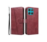 Etui pour Motorola MOTO G57/G57 Power avec fermeture magnétique, emplacements pour cartes et béquille, étui antichoc en cuir PU compatible avec
