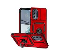 Etui pour Motorola Moto G62 5G avec support de cycle rotatif, support de voiture magnétique et couvercle de caméra coulissante compatible avec
