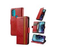 Etui pour Motorola Moto G71 RFID Blocking Flip PU Leather Cover avec porte-cartes et Kickstand compatible avec Motorola Moto G71-Rouge