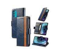 Etui pour Motorola Moto G71 RFID Blocking Flip PU Leather Cover avec porte-cartes et Kickstand compatible avec Motorola Moto G71-Bleu