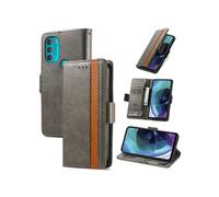 Etui pour Motorola Moto G71 RFID Blocking Flip PU Leather Cover avec porte-cartes et Kickstand compatible avec Motorola Moto G71-Gris