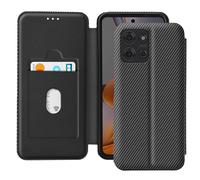 Étui pour Motorola Moto G75 Fibre Carbone Support Vidéo et Anti-RFID Noir