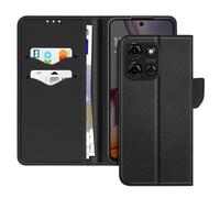 Étui pour Motorola Moto G75 Portefeuille Cuir Saffiano Fancy Noir