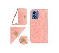 Etui pour Motorola MOTO G85 5G Salle de tournesol en relief avec du portefeuille de support de carte magnétique Diamants avec couvercle de