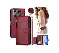 Etui pour Motorola Signature 5G éclair haut de gamme portefeuille multifonction avec fermeture magnétiquedragonne amovible et long cordon,compatible