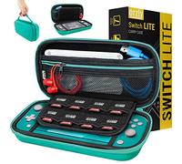 Etui pour Nintendo Switch Lite, Deluxe Housse Rigide de Rangement Zippée en Matériau Durable Anti-Choc pour la Console Nintendo Switch Lite (2019) et Ses Accessoires - Bleu Turquoise