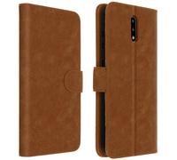 Étui pour Nokia 2.3 Housse Intégrale Porte-cartes Fonction Support Marron