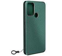 Etui pour Nokia C22 Porte-carte Dragonne Support Vidéo Effet Carbone Vert foncé