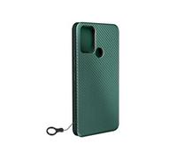 Etui Pour Nokia C22 Porte-Carte Dragonne Support Vidéo Effet Carbone Vert Foncé
