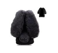 Etui Pour Nokia HMD Pulse Pro 4G PlushCase Rabbit FurProtection Automne Et Hiver Belle PlushRabbit FOXDOCK Noir