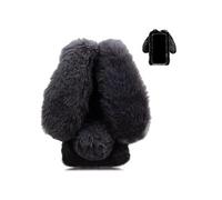 Etui Pour Nokia HMD Skyline 5G Belle PlushRabbit Automne Et Hiver PlushCase Rabbit FurProtection FOXDOCK Noir