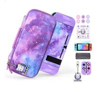 Étui pour NS Switch, innoAura 14-en-1 Switch Set D'accessoires avec Transport Sacoche Switch,NS Switch Game Case, Housse Switch, Film de Protection D'écran et Protège-Pouce (Violette Voie Lactée)