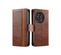 Etui pour OnePlus 12R RFID Blocking Flip PU Leather Cover avec porte-cartes et Kickstand compatible avec OnePlus 12R-Marron