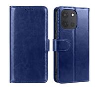 Étui pour OnePlus Nord 6 Modèle Crazy Horse avec Porte-cartes et Support Bleu marine
