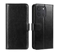Étui pour OnePlus Nord 6 Modèle Crazy Horse avec Porte-cartes et Support Noir