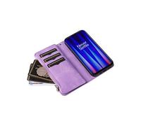 Etui Pour OnePlus Nord CE2 Neuf Fentes Pour Cartes Béquille De Protection Style De Portefeuille A Glissière Couture Bicolore Avec Le Support De Fente