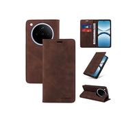 Etui pour OPP0 Find X8 RFID Blocking Flip Book Pliant Wallet Cuir avec porte-carte et couvercle de la kickstand compatible avec OPP0 Find X8-Marron